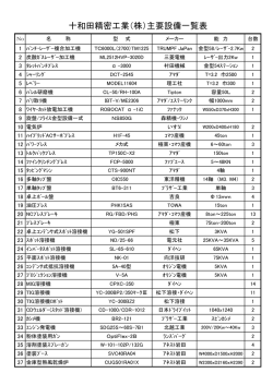 十和田精密工業（株）主要設備一覧表