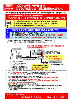 KCVのデジアナ変換で DVD/HDDレコーダに録画される方へ