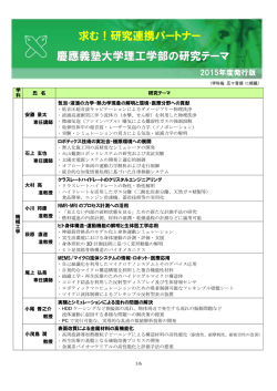 産学連携を希望する研究テーマ2015年度版