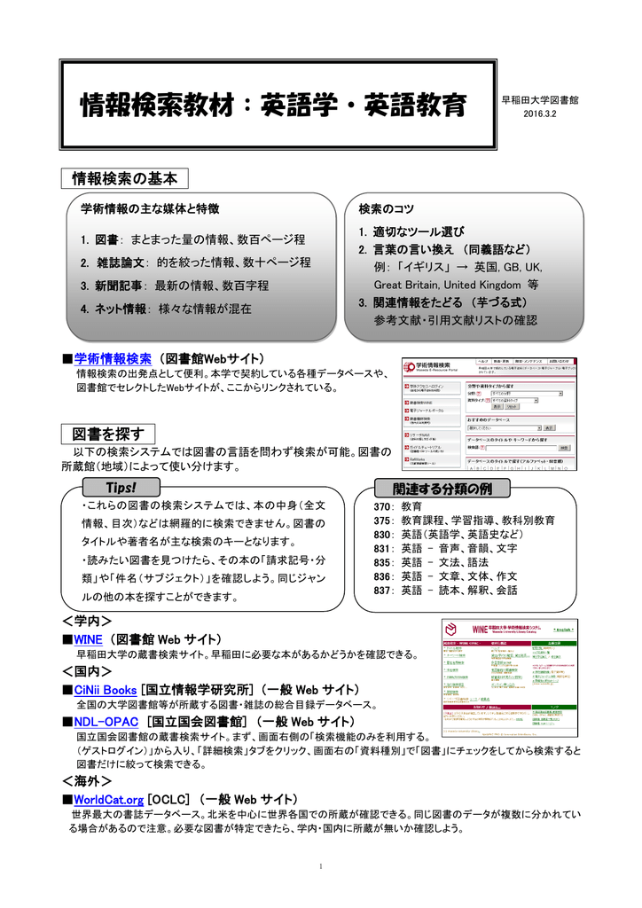 情報検索教材 英語学 英語教育