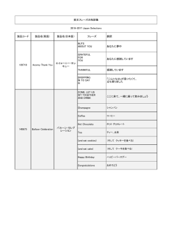 製品コード 製品名(英語） 製品名(日本語） フレーズ 翻訳 NUTS ABOUT
