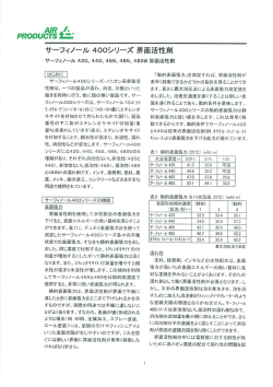 Page 1 PRODUC示Szニ｡ サーフィノール400シリーズ界面活性剤
