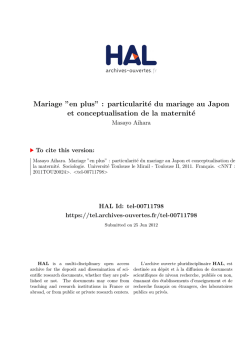 Mariage ``en plus`` : particularité du mariage au Japon et - Hal-SHS