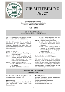 CIF-MITTEILUNG Nr. 27