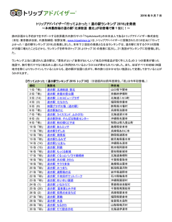 「行ってよかった！道の駅ランキング 2016」を発表