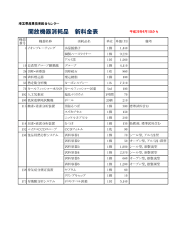 開放機器消耗品 新料金表 - 埼玉県産業技術総合センター