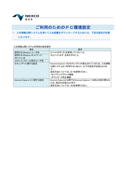 ご利用のためのPC環境設定（入札情報公開システム）