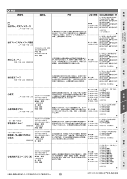 外 部 講座名 講師名 内容 日程・時間 初回・支払期間・回数・受講料 ほか