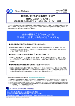 News Release 結婚式、挙げたい会場のタイプは？