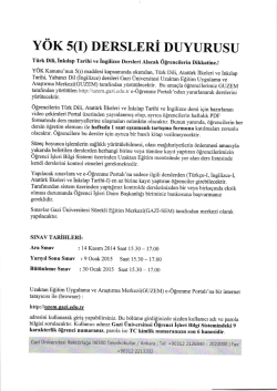 DERSLERi DUYURUSU