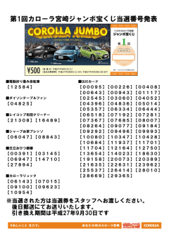 第1回カローラ宮崎ジャンボ宝くじ当選番号発表