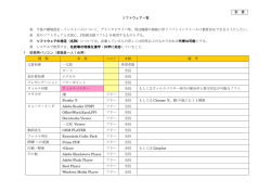 別 表 ソフトウェア一覧 ※ 今後の環境設定・インストールについて