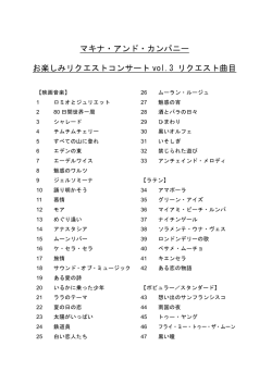 お客様にお配りしたリクエスト曲目表
