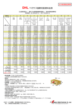 DHLぺガサス国際宅配便料金表