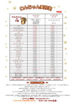 価格表PDFダウンロード - ワンダフルライフ【ペットショップ】