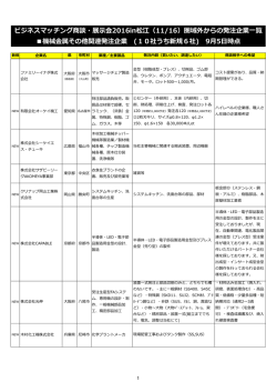 9月5日現在版 - ビジネスマッチング 商談・展示会 2016 in 松江