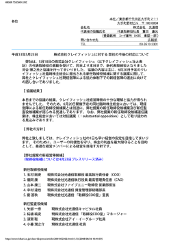 株式会社クレイフィッシュに対する 弊社の今後の対応