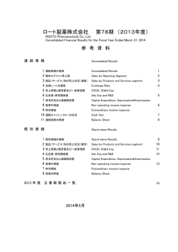 2014年5月14日 財務 平成26年3月期 決算短信 参考資料
