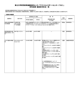 研究設備・機器使用料金一覧