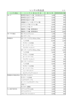 レンタル料金表 - 平成メディカル