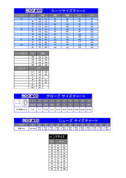 SPARCO シューズﾊﾟﾝﾂｻｲｽﾞ スーツサイズチャート グローブサイズ