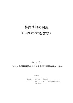 特許情報の利用 （J-PlatPatを含む）