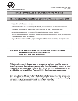 HAAS SERVICE AND OPERATOR MANUAL ARCHIVE