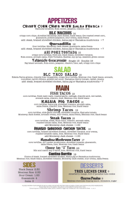 APPETIZERS SALAD MAIN - Hilton Waikoloa Village