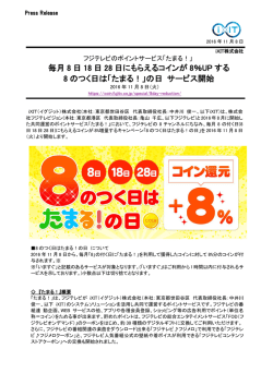 毎月 8 日 18 日 28 日にもらえるコインが 8％UP する 8