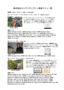 株式会社エスプリデュヴァン取扱ワイン一覧