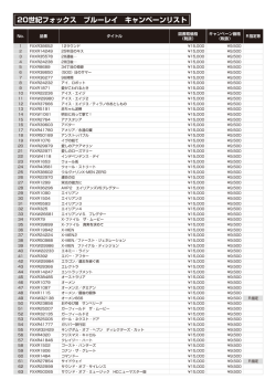 20世紀フォックス ブルーレイ キャンペーンリスト