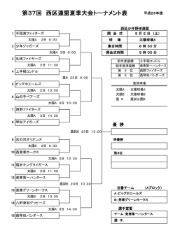 第37回 西区連盟夏季大会トーナメント表