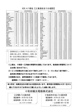 沿線各校等の定期券運賃額について
