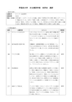 早稲田大学 文化構想学部 世界史 講評