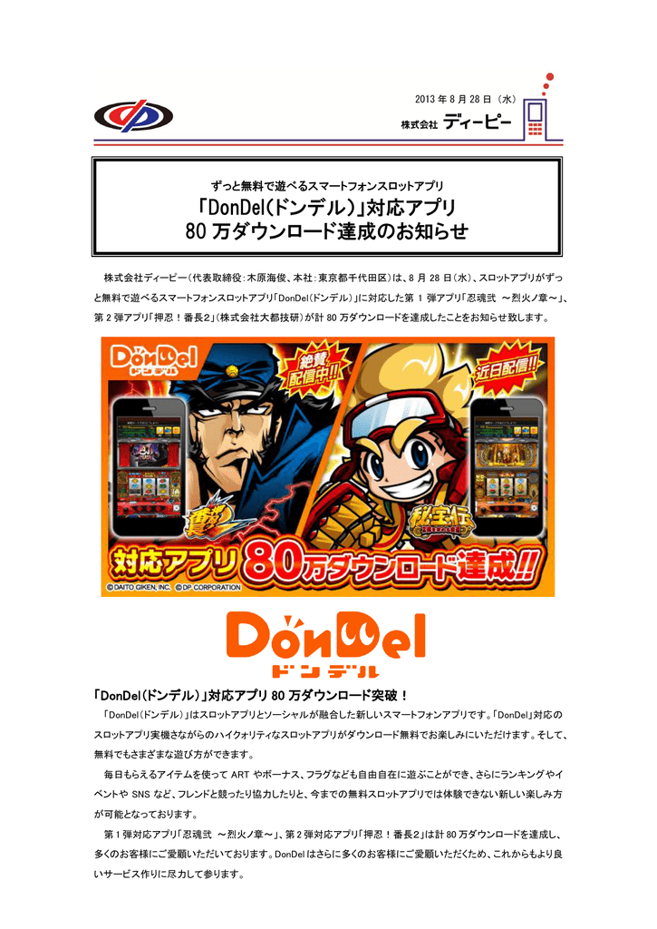 Dondel ドンデル 対応アプリ 80 万ダウンロード達成のお知らせ