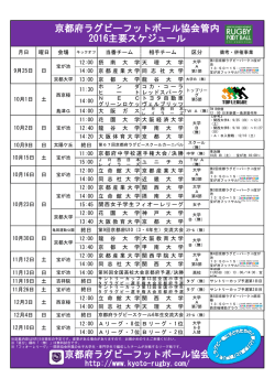 2016主要スケジュール - 京都府ラグビーフットボール協会