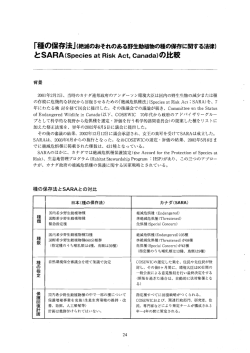 種の保存法とカナダ絶滅危惧種法 - 生物多様性保全・法制度ネットワーク