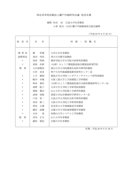 特定非営利活動法人瀬戸内海研究会議 役員名簿
