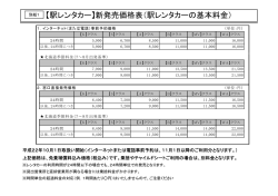 【駅レンタカー】新発売価格表（駅レンタカーの基本料金）