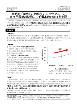 育毛剤「薬用 RJ 地肌ケアエッセンス」の 6 ヶ月間継続使用にて毛髪本数