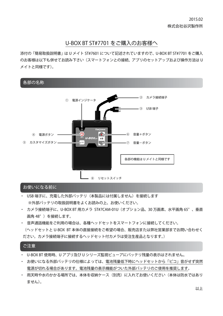 U Box Bt St 7701 をご購入のお客様へ