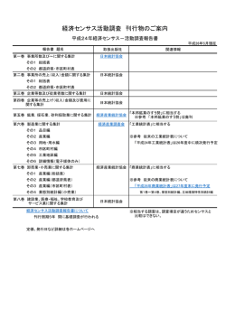経済センサス活動調査 刊行物のご案内