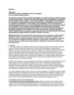 ENGLISH APPLE INC. SOFTWARE LICENSE AGREEMENT FOR