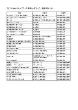 SATOYAMAイニシアティブ推進ネットワーク 発酵食品リスト
