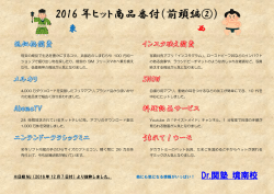 2016 年ヒット商品番付（前頭編②）