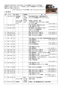 平成28年 2月24日から 3月16日まで アメリカ合衆国 カリフォルニア州