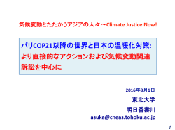 パリCOP21以降の世界と日本の温暖化対策: より直接的なアクション
