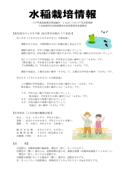 【東北地方の1カ月予報（仙台管区気象台 7/7 発表）】 【生育状況（上吉田