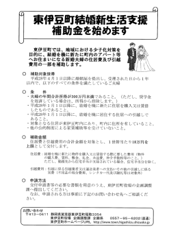 東伊豆町結婚新生活支援補助金チラシ