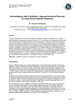 Acknowledging a debt of gratitude in Japanese Persuasive Discourse